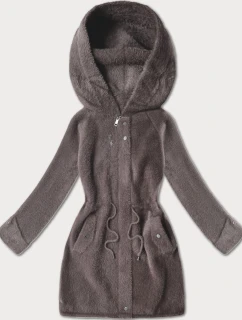 bunda typu alpaka v čokoládové barvě s kapucí model 21482441 - MHM