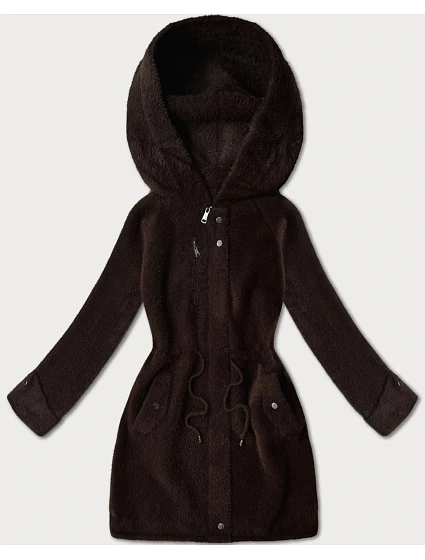 Čokoládová bunda z alpaky s kapucí (W214#) Čokoládová bunda z alpaky s kapucí (W214#)