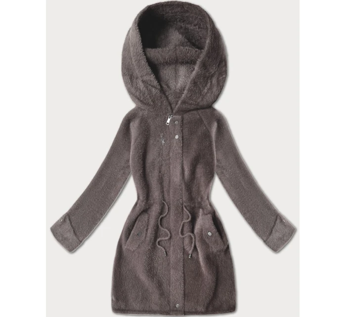 bunda typu alpaka v čokoládové barvě s kapucí model 21482441 - MHM