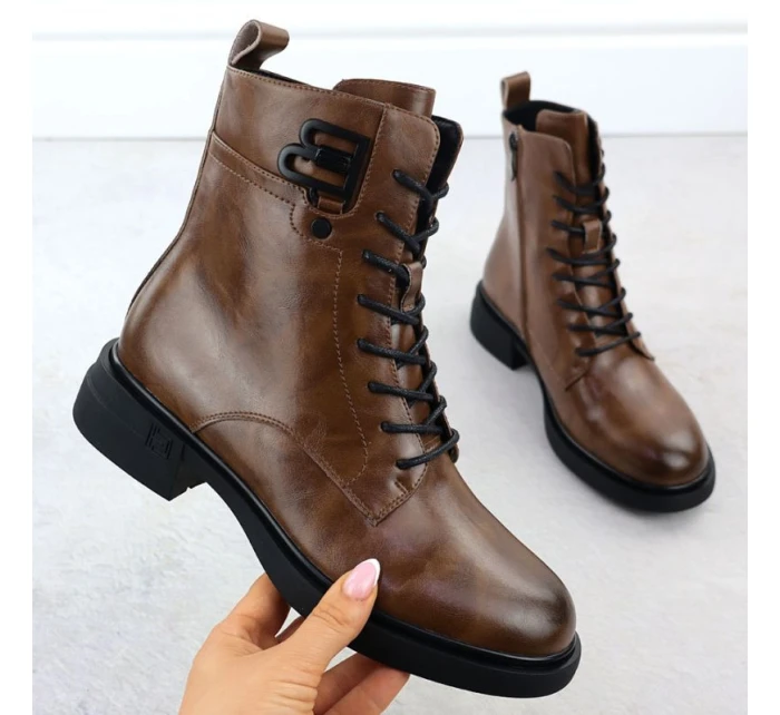 Dámské hnědé kožené boty model 21905409 - FILIPPO