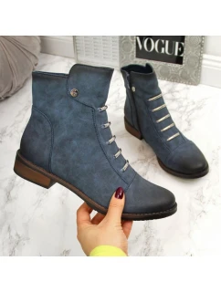 Dámské boty s ozdobami zateplené modré Jezzi