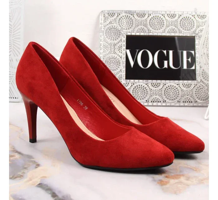 W červené semišové podpatky model 20539044 - SERGIO LEONE