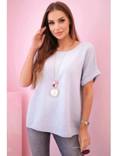 Mušelínová halenka s náhrdelníkem fuchsie