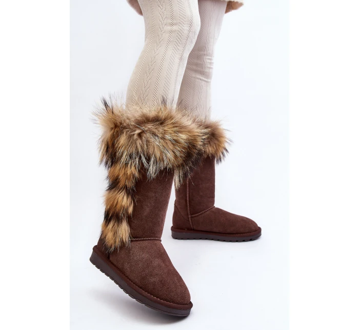 Dámské Sněhule se zateplením kožešinou Semišová Kůže Camel model 21540424 - Boto Dámské Sněhule se zateplením kožešinou Semišová Kůže Camel model 21540424 - Boto