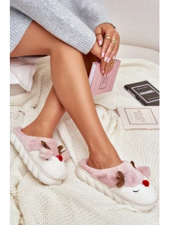 Dámské huňaté pantofle s motivem růžové model 21679579 - Boto