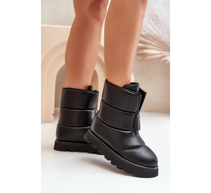 Sněhule na platformě se zipem z eko kůže černé model 21679760 - Boto Sněhule na platformě se zipem z eko kůže černé model 21679760 - Boto