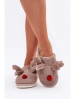 Dámské Hnědé Pantofle S Motivem Sobů Sennalith Dámské Hnědé Pantofle S Motivem Sobů Sennalith