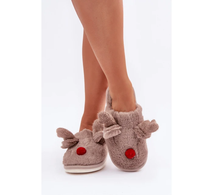 Dámské Hnědé Pantofle S Motivem Sobů Sennalith Dámské Hnědé Pantofle S Motivem Sobů Sennalith