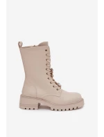 Dámské workery s přezkami Medvídek Srdce Béžové model 21744660 - Boto