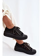 Dámské tenisky s krajkou na platformě model 22095265 Černé - Lee Cooper Dámské tenisky s krajkou na platformě model 22095265 Černé - Lee Cooper