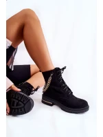 Semišové teplé kozačky s řetízkem Černá Sorita