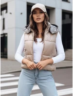 Dámská prošívaná vesta OSHE béžová FashionStreet TY3703