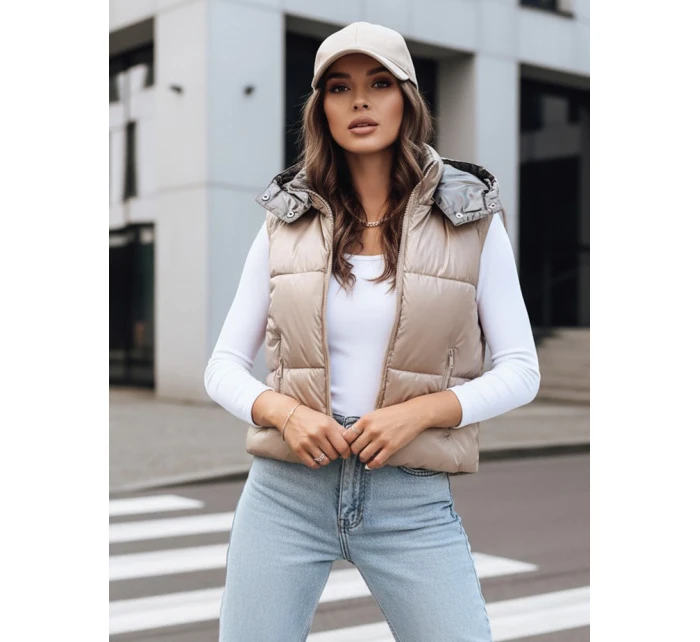 Dámská prošívaná vesta OSHE béžová FashionStreet TY3703