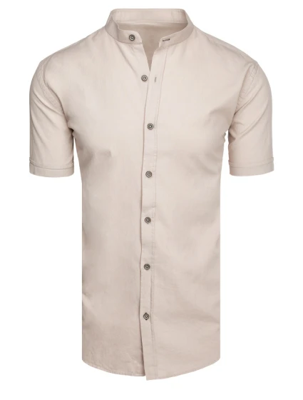 Pánská béžová košile s krátkým rukávem Dstreet model 21989613 - FashionStreet