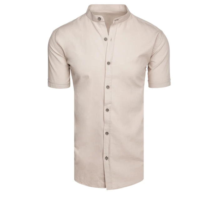 Pánská béžová košile s krátkým rukávem Dstreet model 21989613 - FashionStreet