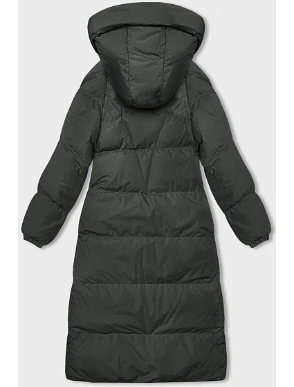 Dlouhá hrubší dámská bunda v army barvě s kapucí model 21246172 - J.STYLE Dlouhá hrubší dámská bunda v army barvě s kapucí model 21246172 - J.STYLE
