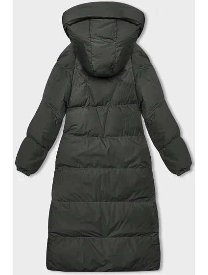 Dlouhá hrubší dámská bunda v army barvě s kapucí model 21246172 - J.STYLE