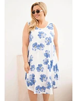 Dámské šaty Plus Size z viskózy s květinovým vzorem na ramínkách bílá Dámské šaty Plus Size z viskózy s květinovým vzorem na ramínkách bílá