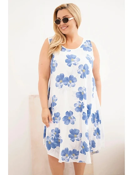 Dámské šaty Plus Size z viskózy s květinovým vzorem na ramínkách bílá Dámské šaty Plus Size z viskózy s květinovým vzorem na ramínkách bílá
