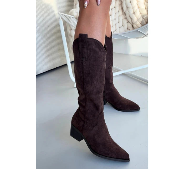 Kozačky Kovbojky Dámské Čokoládové model 21821842 - Boto Kozačky Kovbojky Dámské Čokoládové model 21821842 - Boto