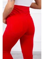 Dámské bavlněné těhotenské kalhoty 19975 červené - Kesi Dámské bavlněné těhotenské kalhoty 19975 červené - Kesi