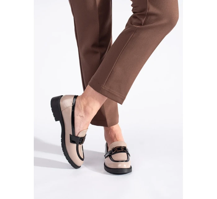 Exkluzívní dámské mokasíny hnědé na plochém podpatku Exkluzívní dámské mokasíny hnědé na plochém podpatku