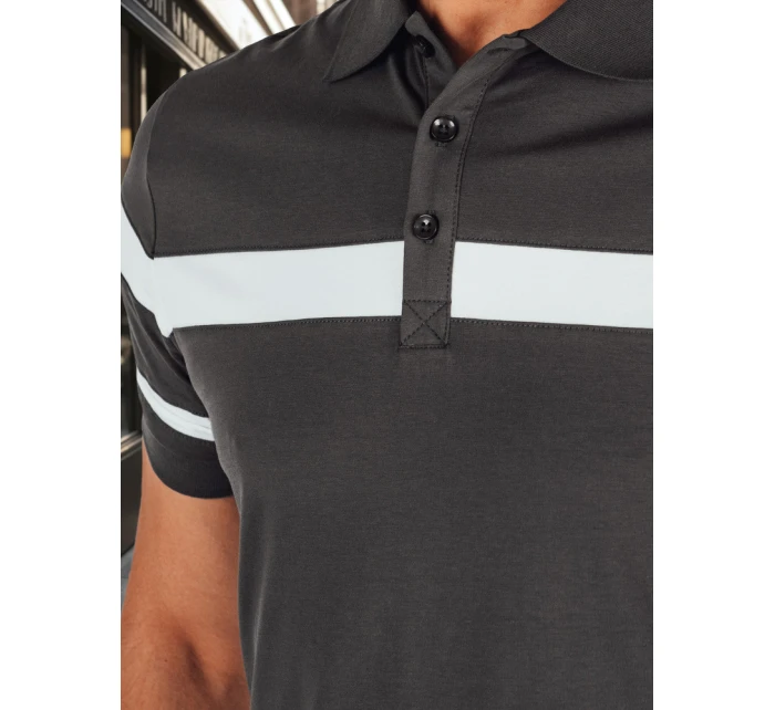 Pánská polokošile s pruhy tmavě šedá FashionStreet PX0630