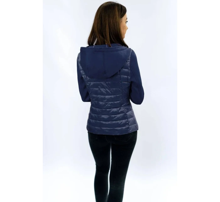 Tmavě modrá prošívaná bunda s neoprénem (B1062-30)