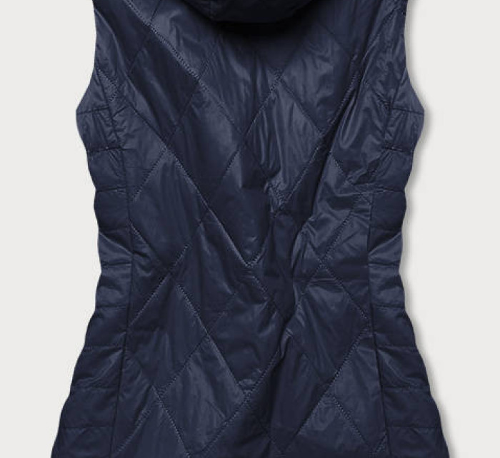 Lehká tmavě modrá dámská vesta s kapucí (RQW-7006)