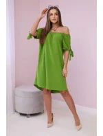 Šaty svázané na rukávech oliva Šaty svázané na rukávech oliva