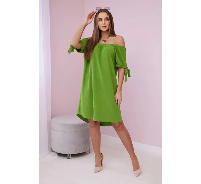 Šaty svázané na rukávech oliva Šaty svázané na rukávech oliva