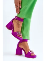 Dámské semišové sandály s podpatky Lewski boty Fuchsie model 21616068 - Boto