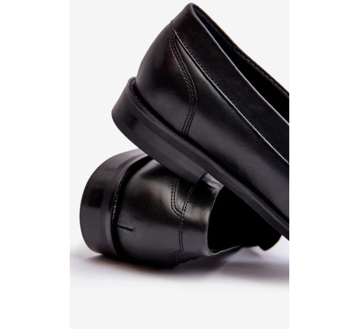 Mužské kožené polobotky Loafersy Zazoo 1570/1 Černé