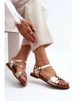 model 21647967 Dámské kožené sandály zlaté - Zazoo