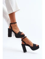 Džínové sandály na podpatku černé model 21649730 - Boto Džínové sandály na podpatku černé model 21649730 - Boto