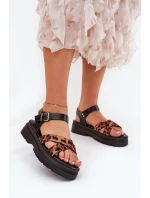 Dámské sandály na platformě s leopardím vzorem hnědé model 21688431 - Boto