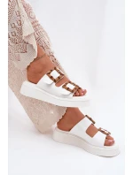 Eko Kožené Sandály Dámské Na Platformě S Přezkami Bílé model 21699634 - Boto Eko Kožené Sandály Dámské Na Platformě S Přezkami Bílé model 21699634 - Boto