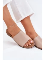 Dámské Kožené Hladké Pantofle Béžové model 21701724 - EVENTO