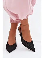 Dámské sandály z síťovaného materiálu na jehlovém podpatku Černé Emiliana Dámské sandály z síťovaného materiálu na jehlovém podpatku Černé Emiliana