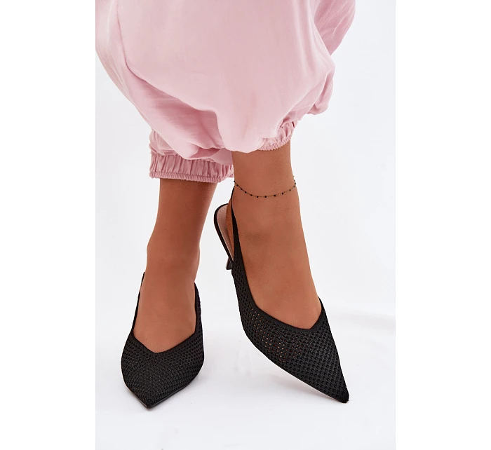 Dámské sandály z síťovaného materiálu na jehlovém podpatku Černé Emiliana Dámské sandály z síťovaného materiálu na jehlovém podpatku Černé Emiliana