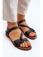 Zazoo Dámské kožené sandály černé Zazoo Dámské kožené sandály černé