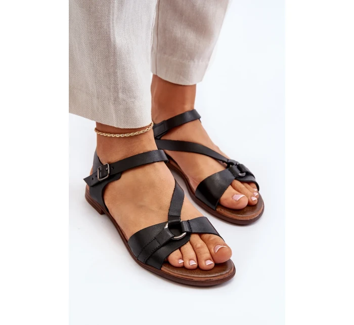 Zazoo Dámské kožené sandály černé Zazoo Dámské kožené sandály černé