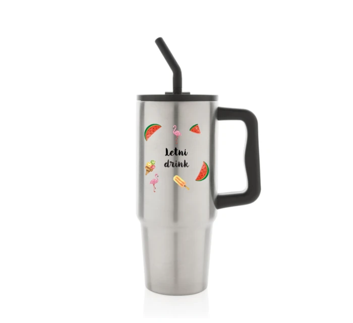 Personalizovaná termoska s barevným víčkem s letním mixem 
