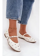 Dámské baleríny 21-41 bílo-stříbrné - Diamantique