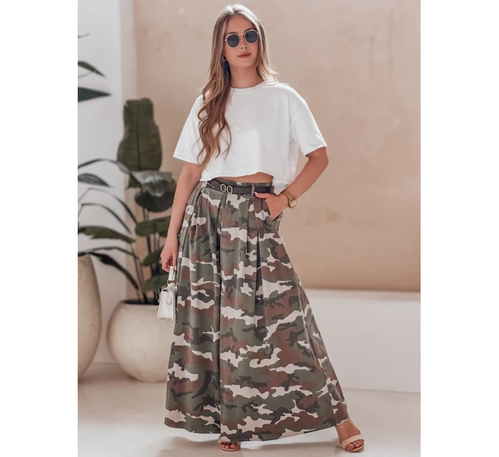 FLOWES tmavě zelená moro kalhotová sukně s páskem FashionStreet UY2561