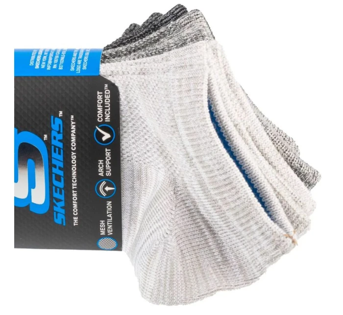 Skechers 6ks Chlapecké ponožky bez froté S112222-GRY Grey 31-34 Skechers 6ks Chlapecké ponožky bez froté S112222-GRY Grey 31-34