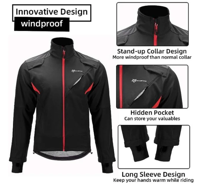 Rockbros zimní cyklistická bunda černá M Rockbros zimní cyklistická bunda černá M