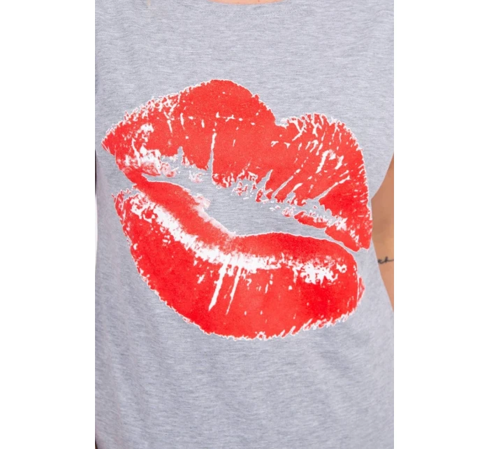 Halenka s potiskem rtů šedá Halenka s potiskem rtů šedá