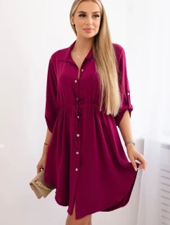 Šaty se zapínáním na knoflíky a zavazováním v pase Burgundsko