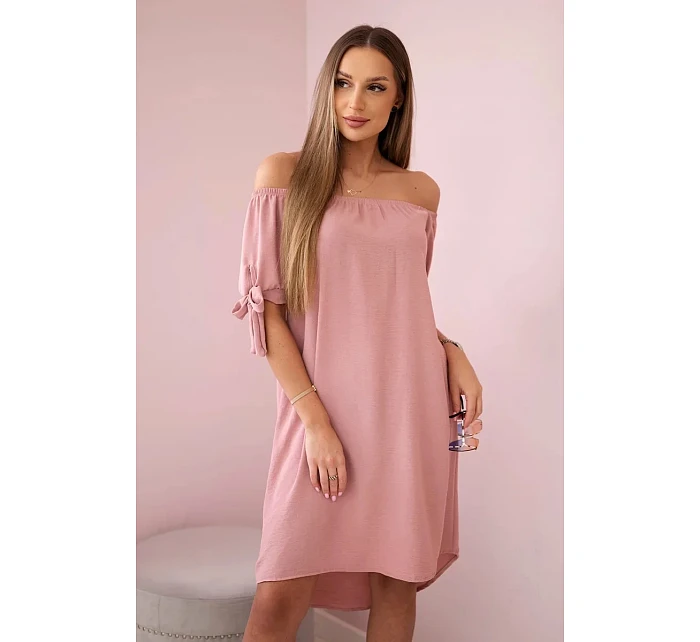 Šaty svázané na rukávech tmavě pudrově růžová Šaty svázané na rukávech tmavě pudrově růžová